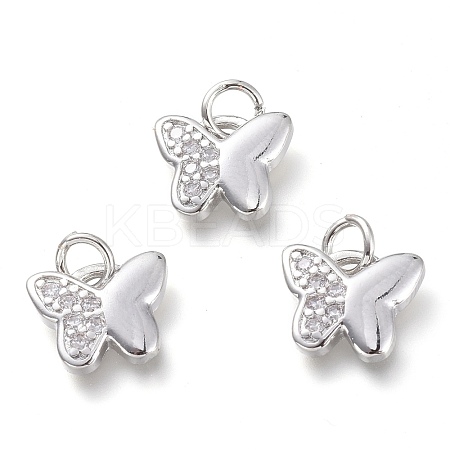 Brass Micro Pave Clear Cubic Zirconia Pendants KK-P188-Q01-P-1