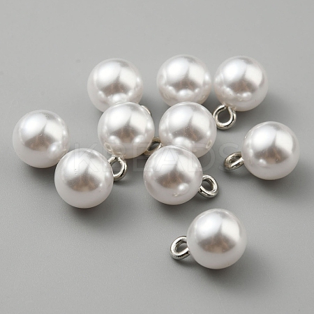 Resin Imitation Pearl Shank Buttons BUTT-WH0029-16A-1