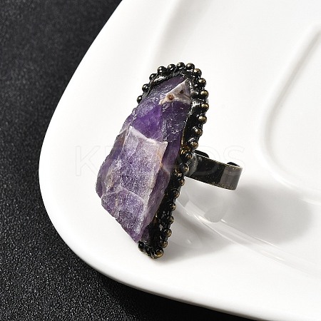 Natural Amethyst Irregular Nugget Open Cuff Rings G-A278-03AB-01-1