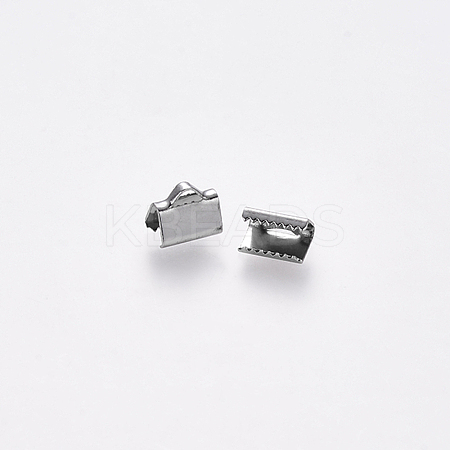 Tarnish Resistant 304 Stainless Steel Ribbon Crimp Ends STAS-S112-001B-P-1