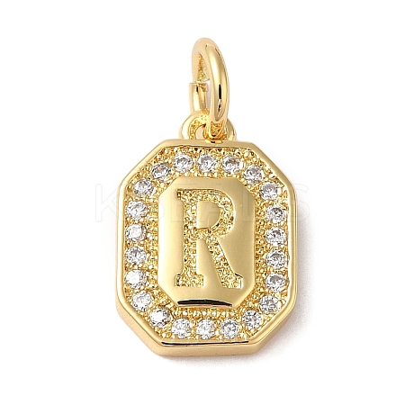 Real 18K Gold Plated Brass Micro Pave Clear Cubic Zirconia Pendants KK-L216-002G-R-1