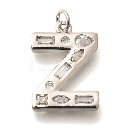 Brass Micro Pave Clear Cubic Zirconia Pendants KK-G521-01P-Z-1