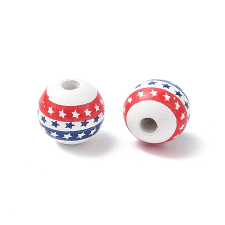 Independence Day Themes Wood European Beads LS-WOOD-I014-01C-1