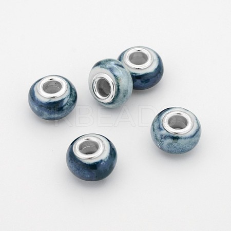 Rondelle Handmade Porcelain Large Hole European Beads OPDL-M009-01-1