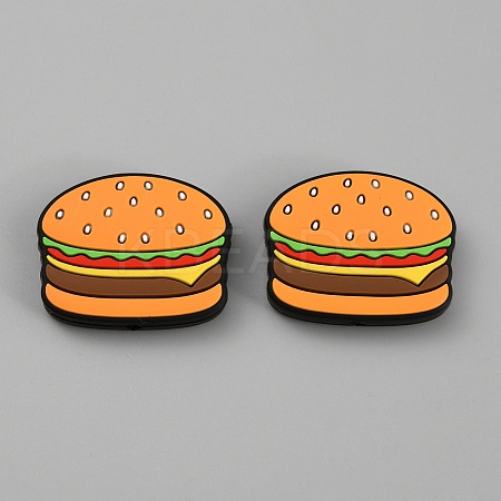 Hamburger Food Grade Eco-Friendly Silicone Focal Beads LS-SIL-SZC0001-08-1