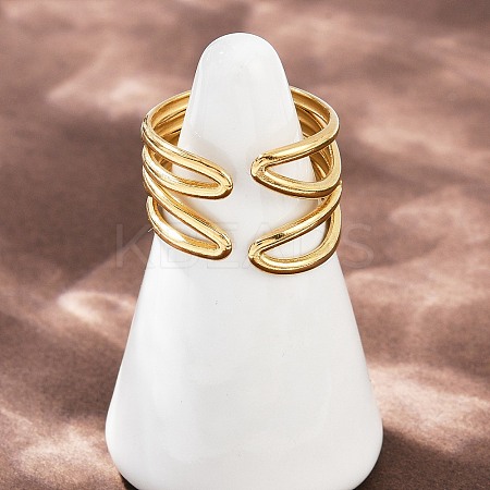 304 Stainless Steel Adjustable Open Cuff Rings for Women LS-RJEW-K299-02G-1