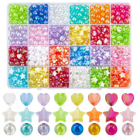 880pcs 24 Styles Eco-Friendly Transparent Acrylic Beads TACR-SP0001-23-1