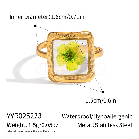 304 Stainless Steel with Enamel Flower Open Rings for Women LS-VV0742-2-1