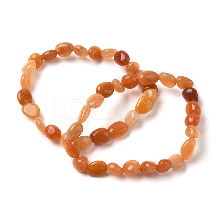 Natural Red Aventurine Beads Stretch Bracelets for Men Women BJEW-I320-01A-1