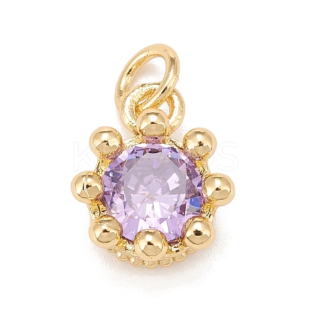 Brass Inlaid Clear Cubic Zirconia Charms KK-A161-34G-E-1