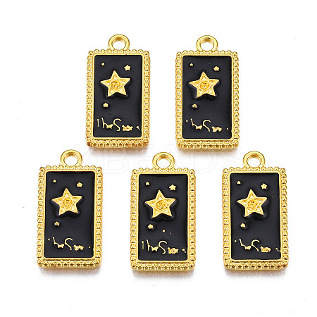 Rack Plating Golden Alloy Enamel Pendants ENAM-S122-50G-1