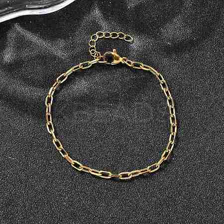 304 Stainless Steel Paperclip Chain Bracelets for Women Men BJEW-A050-03G-1