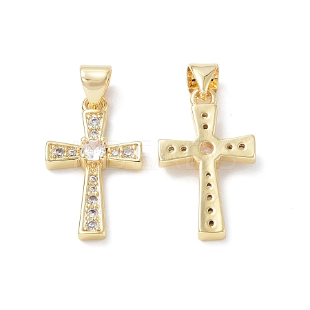 Eco-Friendly Rack Plating Brass Micro Pave Cubic Zirconia Pendants KK-F845-30G-1