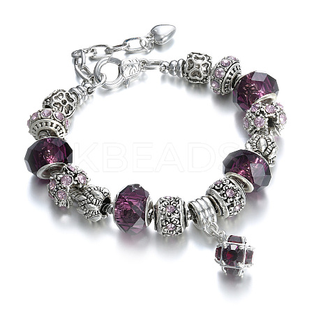 Tibetan Style Alloy & Glass Beaded European Bracelets RX0966-2-1