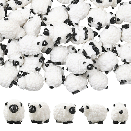 40Pcs Resin Sheep Miniature Ornaments AJEW-SP0003-30-1