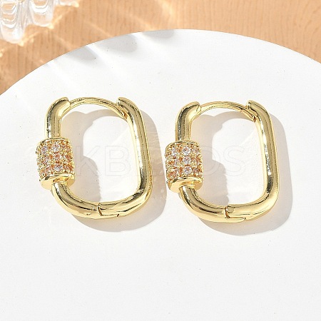 Brass Micro Pave Cubic Zirconia Hoop Earrings KK-CBA98BA-16G-1