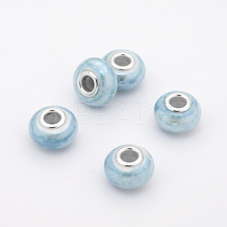Rondelle Handmade Porcelain Large Hole European Beads OPDL-M009-08-1