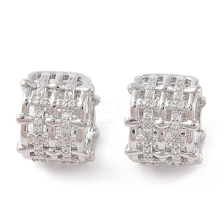 Rack Plating Brass Micro Pave Clear Cubic Zirconia Cuff Earrings for Women EJEW-G394-02P-1