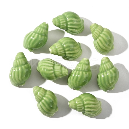 10Pcs Handmade Printed Porcelain Beads PORC-YW0001-26C-1
