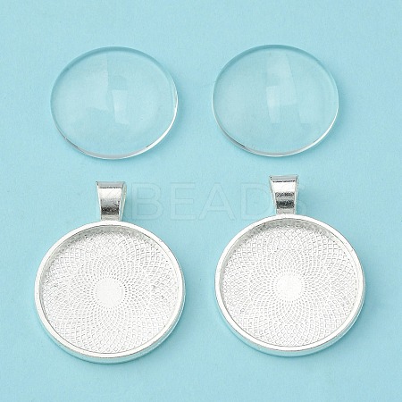 25mm Transparent Clear Domed Glass Cabochon Cover for Alloy Photo Pendant Making TIBEP-X0009-S-RS-1