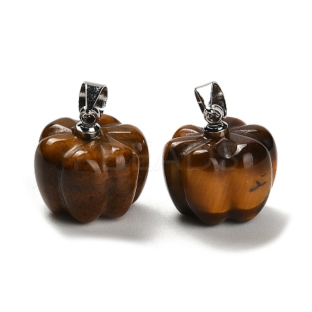 Natural Tiger Eye Pumpkin Charms G-K338-27P-01-1