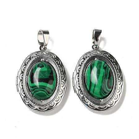 Synthetic Malachite Locket Pendants G-C104-04D-P-1