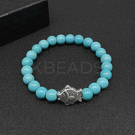 Synthetic Turquoise Stretch Bracelets for Women Men IS4293-10-1