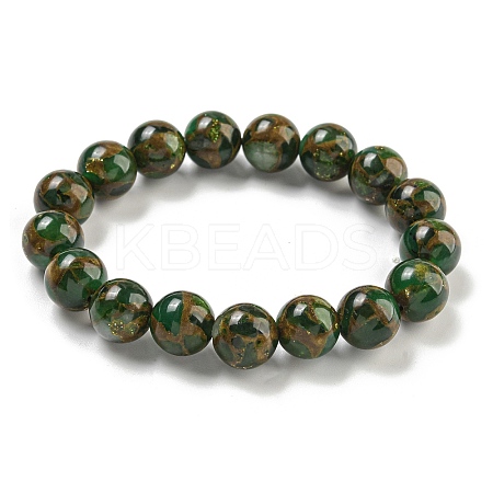 Round Synthetic Gold Clinquant Stone Stretch Bracekets G-P549-02B-01-1