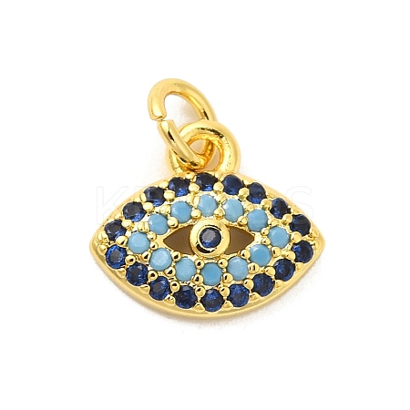 Real 18K Gold Plated Rack Plating Brass Micro Pave Cubic Zirconia Pendants Charms KK-S396-01A-1