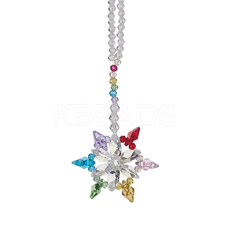 Star Glass Beaded Pendants Decorations HJEW-JM01273-1