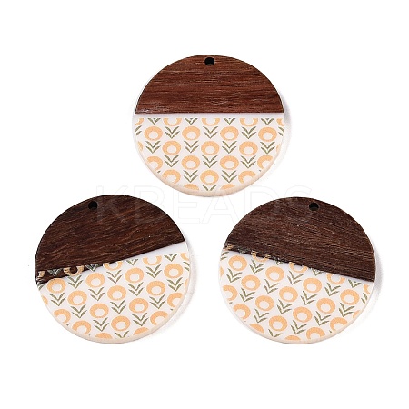 Printed Resin & Wood Pendants WOOD-TAC0021-21B-1