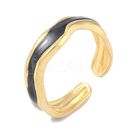 Ion Plating(IP) 304 Stainless Steel Enamel Cuff Finger Rings RJEW-L107-052G-02-1