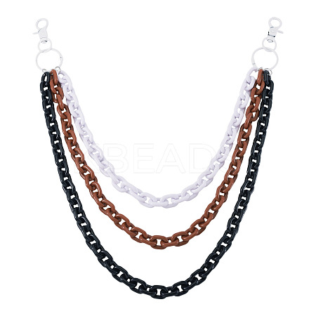 3-Color Acrylic Cable Chain 3 Layer Chain Belts for Pants HJEW-TAC0117-1