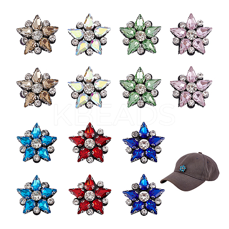 14Pcs 7 Colors Rhinestone Thread Iron on/Sew On Patches PATC-NB0001-50-1