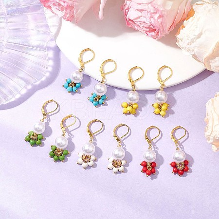5Pair Brass Round Leverback Earrings EJEW-JE06367-1