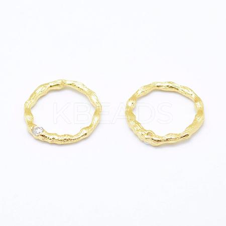 Brass Micro Pave Grade AAA Cubic Zirconia Linking Rings ZIRC-P067-16-NR-1