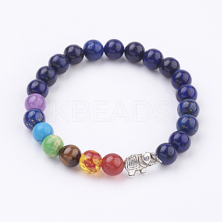 Natural Lapis Lazuli Stretch Bracelets BJEW-P180-A05-1