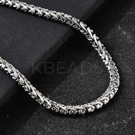 5MM 304 Stainless Steel Wheat Chain Necklaces for Men STAS-V011-02P-1