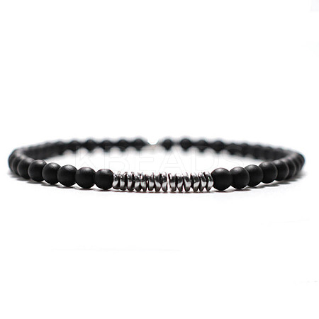 Natural Frosted Round Obsidian Beaded Bracxelets for Men OI5065-2-1