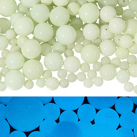 100Pcs 4 Styles Luminous Round Glass Beads GGLA-SC0001-20C-1