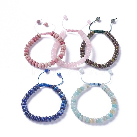 Adjustable Natural & Synthetic Mixed Stone Braided Bead Bracelets BJEW-F369-A-1