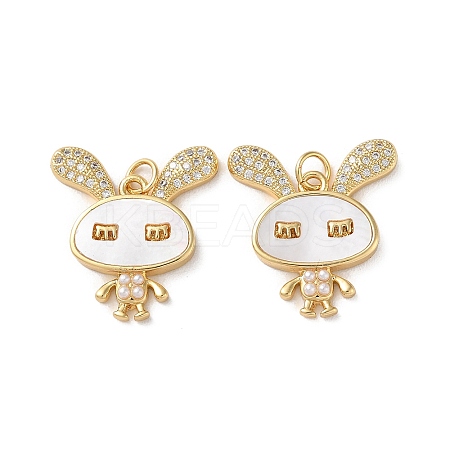 Brass Micro Pave Cubic Zirconia Pendants KK-B083-42G-1