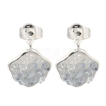 Brass Enamel & Quartz Stud Earring Findings KK-K388-18S-1