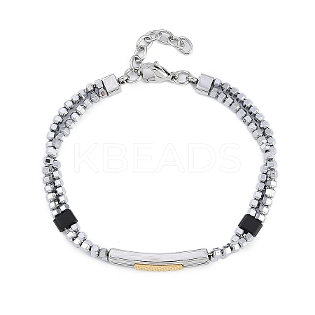Synthetic Non-magnetic Hematite Beaded Bracelets BJEW-S156-05P-C-1