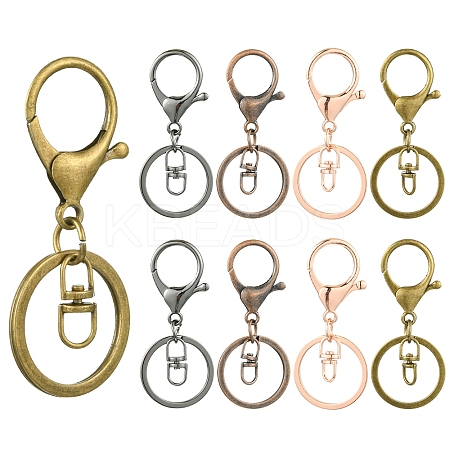 8Pcs 4 Colors Iron Alloy Lobster Claw Clasp Keychain KEYC-FS0001-06A-1