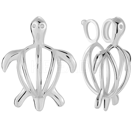 1Pc Rhodium Plated 925 Sterling Silver Cage Pendants STER-BBC0007-19-1