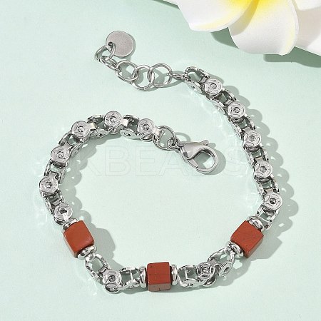 Natural Red Jasper Link Chain Bracelets for Women BJEW-Z148-06P-01-1