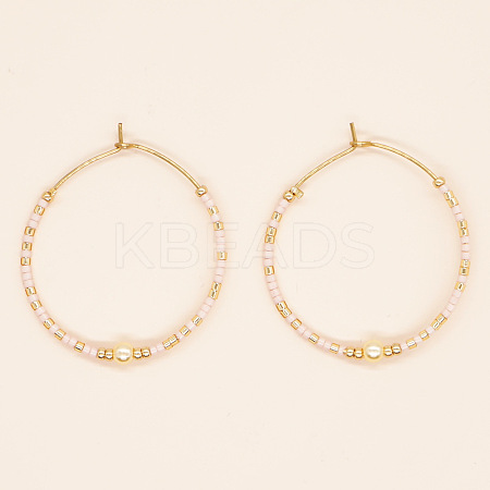 Bohemian Handmade Glass Beaded Hoop Earrings RN1446-7-1