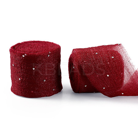 2Rolls Polyester Hot-fix Rhinestone Raw Edges Ribbon OCOR-TA0003-95J-1