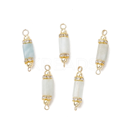 Natural Aquamarine with Electroplate Synthetic Non-magnetic Hematite Faceted Column Connector Charms PALLOY-JF04855-1